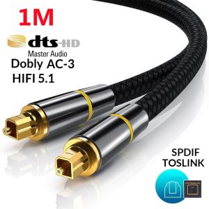 Soundbar Amplifier Subwoofer Coaxial Cable HIFI 5.1 Digital SPDIF Fiber Toslink Optical Audio Cable 1m 2m 8m 10m for TV box PS4 Speaker Wire