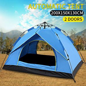 200*150*130CM Waterproof Automatic Tent Outdoor Camping Tent Two Doors Camping Waterproof 2 Person Tent Sunscreen Camping Hiking Tent Family Tent Easy Setup