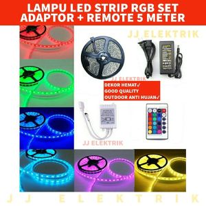 Paket Lengkap LAMPU LED STRIP 3528 - Panjang 5 Meter - IP44LED + Remote + Adaptor 12v + Modul Set