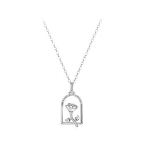 【Local Delivery】Gold Plated French Romantic Rose Pendant Necklace For Women Niche Elegant Hollow Flower Zircon Vintage Gold Clavicle Chain Valentine Gifts Fashion Jewelry Accessories Discount Sale