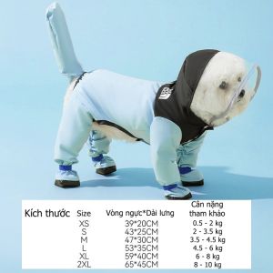 Áo mưa toàn thân kín chân có che đuôi cho chó nhỏ và mèo - Đen Ta pet shop
