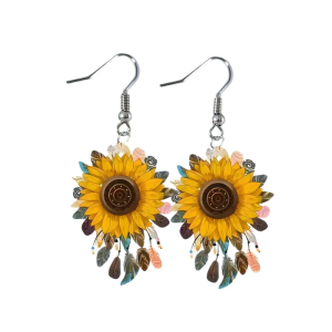 Contemporary Sunflower Dangle Earrings Artistic Floral Ear Accessories Versatile Day To Night for Women