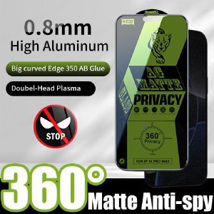 Full Cover 360° Matte Privacy Tempered Glass for IPhone 17 Pro Max 17 Air 16 Plus 16e E 15 14 13 12 11 Pro Max X XR XS Max 7 6 6s SE 2020 SE3 2022 Anti Spy Screen Protector Film