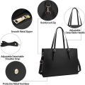 Women Laptop Bag 15.6 Inch School Shoulder Bag Black Business Work Bag Large Women Leather Tote Bag. 