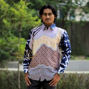 Kemeja Batik Pria Lengan Panjang Lafis Furing Motif Pantai Navy Kualitas Premium konveksi Sendiri bisa grosir maupun ecer