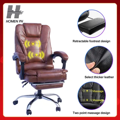 High Quality Office chair Computer Chair Ergonomic Chair with Footrest Boss Chair With USB Massage Leather High Back Executive Office Chair Comfort Reclining Executive Chair