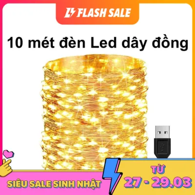 10m Dây đèn led trang trí Dây Đèn led dây đồng sử dụng cổng USB 5v không chớp nháy Led Fairy Light/ Đèn led đom đóm dùng trang trí phòng ngủ nhà cửa giáng sinh noel năm mới Kyto Shop