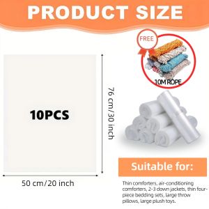 Plastic Storage Bags 10pcs Large Thickened Transparent Flat for Clothes Moving Packaging Organizer