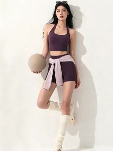2026 Hot Sale [ Shipped from China ] Purely Alluring Halter Neck Cross-Back Yoga Outfit for Women Short Sports Tank Top and High-Waisted Yoga Shorts Womens Fitness Apparel B3