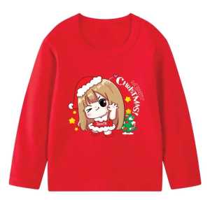kaos oblong atasan lengan panjang merry chrismas anak perempuan usia 1-11 tahun bahan babyterry lembut adem
