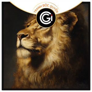 Tranh sơn dầu sư tử. Tranh treo tường dán tường canvas trang trí. CGI-1715