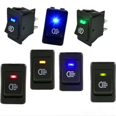 Saklar Switch Fog Lamp Mobil Saklar Led Rocker 4Pin 12 V 35A Kuning Hijau Biru Mobil Auto Lampu Universal