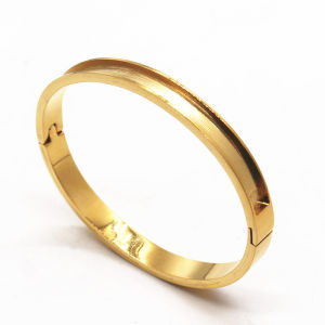 In-stock stainless steel vintage unpacked grooved bangle plain ring leather-wrapped bangle womens stainless steel jewelry direct from manufacturer