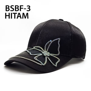 Topi Baseball Pria Wanita Korea Motif Kupu Kupu Manik Kristal Gaya Jepang Kekinian Bahan Import BSBF