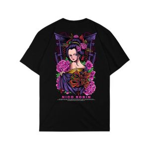 Kaos Baju Nico Robin Kaos One Piece Japan Art Anime Kawai Wano Geisha Oiran MT08 T-shirt Anime