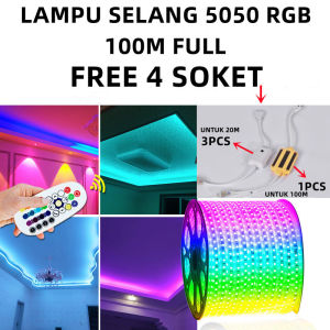 LAMPU SELANG LED SMD 5050 RGB 100M WARNA WARNI MULTICOLOR FULL COLOR AC 110V - 220V HIAS  STRIP UNTUK PLAFON WATERPROOF