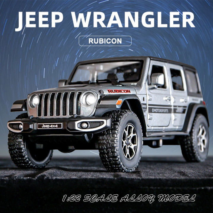 【MagicT】1:22 Scale Jeep Wrangler Rubicon Zinc Alloy Car Model W/ Light  Sound Pull Back Effect Die Cast Cars Gifts Toys Collections For Boys