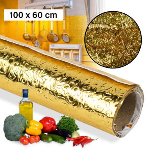 Wallpaper Anti Air Minyak 100x60cm Sticker Aluminium Foil Waterproof Oil Dapur YK-292