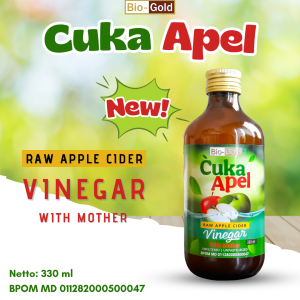 Cuka Apel Bio Gold Organik Raw Apple Cider Vinegar With Mother 330 ml Bantu Atasi Diet Turunkan Gula Darah