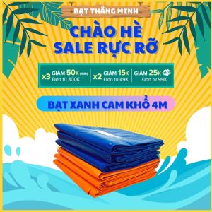 Bạt xanh cam Hàn Quốc khổ 4m che nắng mưa ngoài trời - Bạt hai da có khuyết nhôm tròn - Bạt che hàng hóa che mái lót đáy hồ - Bạt Thắng Minh