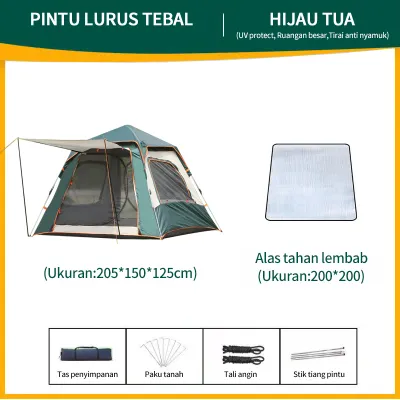 Tenda Camping Kemah Kapasitas hijau 4-6 Orang Tenda Otomatis Outdoor & Indoor Tenda Gunung