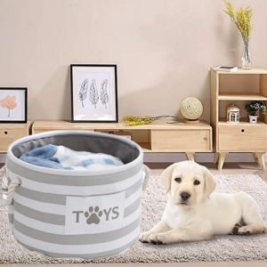 SWEET ELVES ลายการ์ตูน ตะกร้าเก็บของเล่นสุนัข กลมกลมๆ จุได้มาก ที่จัดเก็บของกระจุกกระจิกสุนัข ตะกร้าใส่ของสัตว์เลี้ยง พร้อมที่จับ กล่องเก็บเสื้อผ้าสัตว์เลี้ยง ผ้าห่มสำหรับเด็ก