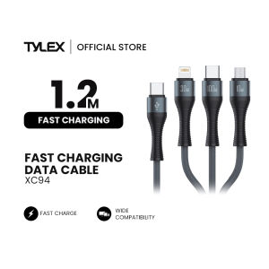Tylex XC94 3-in-1 1.2M Fast Charging Data Cable USB-C to USB-C / iOS / Macro 1200MM Anti Bending Metal Shell Weaving Technology