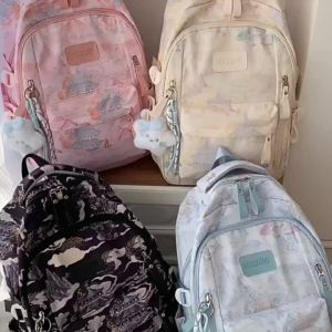 AE School bag for junior high school girls and high school girls large capacity durable stylish lightweight and comfortable with a traditional Chinese design