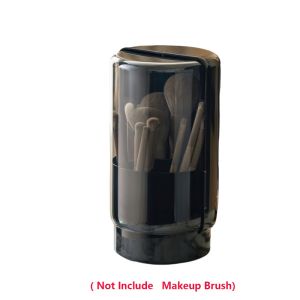 SEJUE4373 360 Rotating Makeup Brush Holder Large Capacity Side Door Dustproof Brush Pen Holder Luxury Portable Lipstick Eyebrow Pencil Holder for Vanity Makeup Container