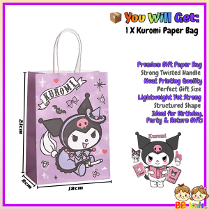 Paper Bag _ Capybara beg kertas kapasiti besar kanak kanak Pink Purple paper bag large storage kids gift 卡皮巴拉酷兔子大容量环保袋子