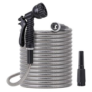 OCEAN WORLD NEW MIGHTY HOSE Strongest Stainless Steel Garden Hose (25FT-50FT-100FT)