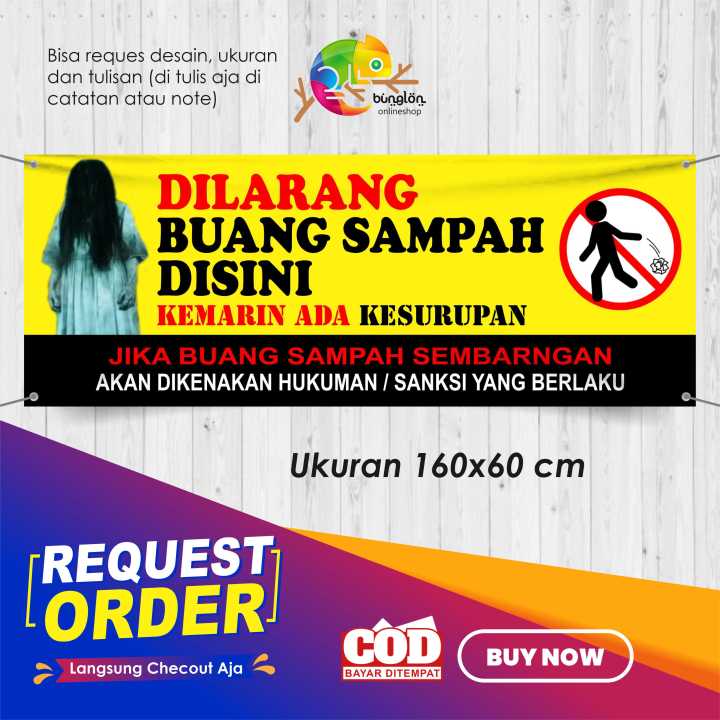 Spanduk Banner Larangan Buang Sampah Sembarangan Lazada Indonesia 