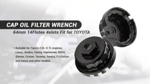 64mm Oil Filter Wrench Removal Tool Socket 14 Flutes/4 Slots