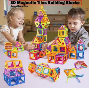 3D Magnetic Tiles Building Blocks Construction Educational Toys Kids Stacking Blocks Set