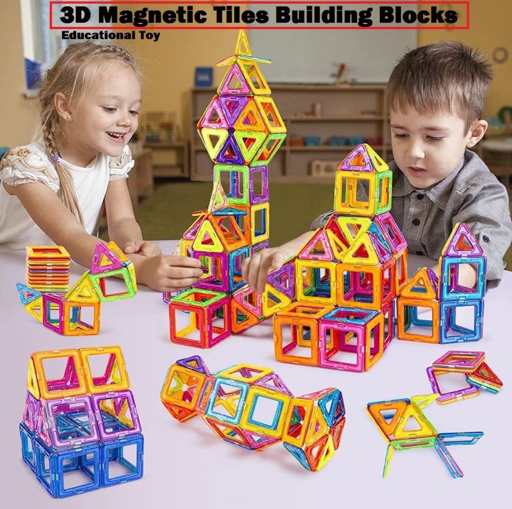 Mini Magnetic Tiles Travel Toddler Toys With Metal Tin Portable STEM Building Kids Toys For 3 4 5 6 7 8+ Years Old Boys & Girls & Birthday Gifts