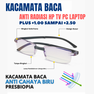Kacamata Baca Plus Rabun Dekat Anti Radiasi HP Laptop Blue Ray Presbiopia Cahaya Biru Pria Wanita