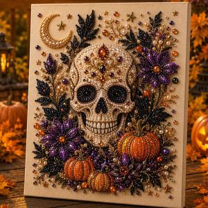 ECILY Halloween Ghost Pearl Art DIY Kit 3D Diamond Painting Craft for Spooky Cute Fall Home Wall Decor with Pearl Beads