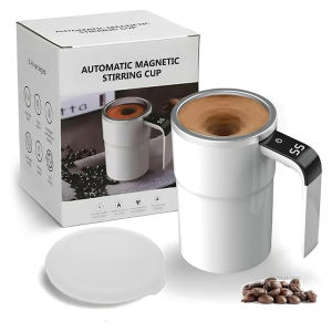 304 stainless steel Automatic Electric Coffee Cup Rechargeable Smart Temperature Display Milk Shake Magnetic Stirring Cup Stainless Steel Handle Fitness protein shaker cup