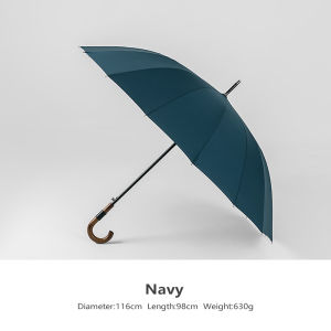 ร่มใหญ่ร่มไม้กันลม16ซี่โครงแนวธุรกิจญี่ปุ่นฝนร่มมือจับยาวญี่ปุ่นสำหรับผู้ชายผู้หญิง Payung Bening กอล์ฟขนาด120ซม.