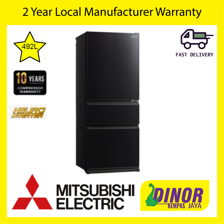 Mitsubishi Electric 492L Neuro Inverter 3 Door Bottom Freezer with