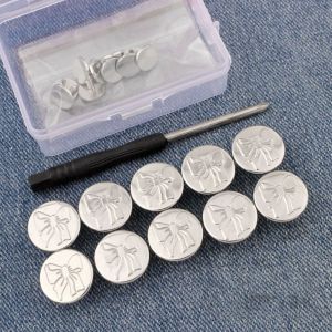 NAMSHEVA 10pcs Nailless Jeans Buttons Waist Adjust Removable Pants Pins Durable Replacement No-Sewing Metal Button