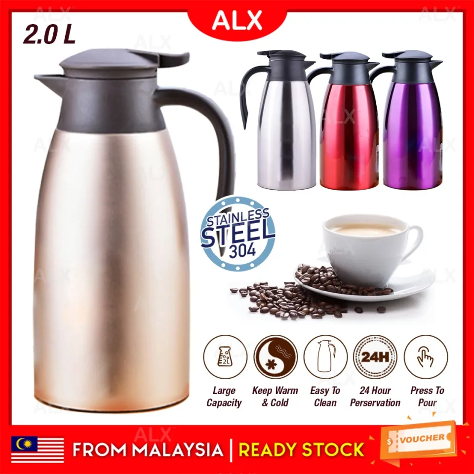 ALX BORONG Malaysia Stainless Steel 2L Insulated Vacuum Kettle Pot