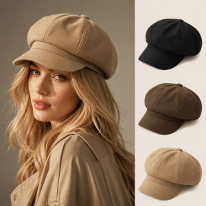 WININ Solid Color Beret Cap Windproof Corduroy Newsboy Cap Octagonal Cap Autumn Winter