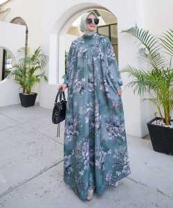 Mawarni Gamis Wanita Terbaru Murah Elegan Kekinian Dress Pesta Kondangan Motif Bunga