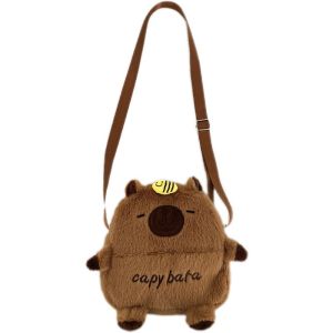 Yzlong Lady túi vải nhung phim hoạt hình dễ thương capybara Túi đeo chéo bằng vải lông phong cách ôm mềm mại