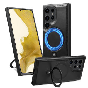 Wireless Charging Leather Case For Magsafe For Samsung Galaxy S24 Ultra S23 Plus S22 Magne Holder Foldable KickStand Cover
