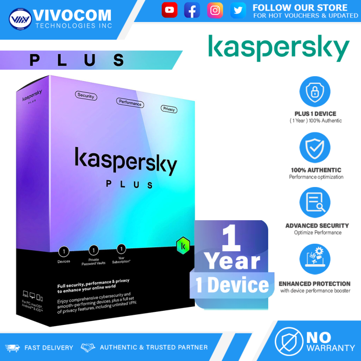 Kaspersky Plus 1 Device - 1 Year (License Key Only) NEW 2023