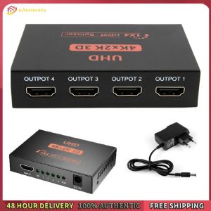 Winnereco 1 in 4 Out HDMI-compatible Signal Distributor Amplifier Adapter 3D 1080P Dual Display Converter HDCP for HDTV DVD PS3 Xbox