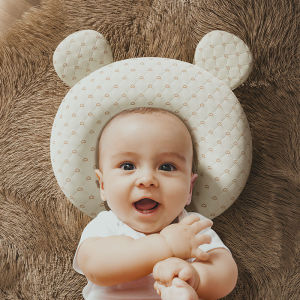 VREN หมอนป้องกันเด็กทารกหัวแบนหมอนป้องกันคอผ้าฝ้ายลาเท็กซ์สำหรับเด็กอ่อนหมอนพยาบาลสำหรับเด็กวัยหัดเดิน0-12เดือน