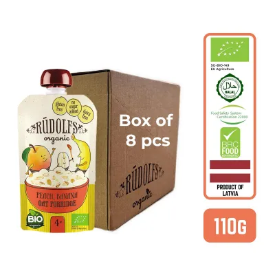 Rudolfs Baby Organic Peach Banana Oat Porridge 6+ Months Carton (8PCS)
